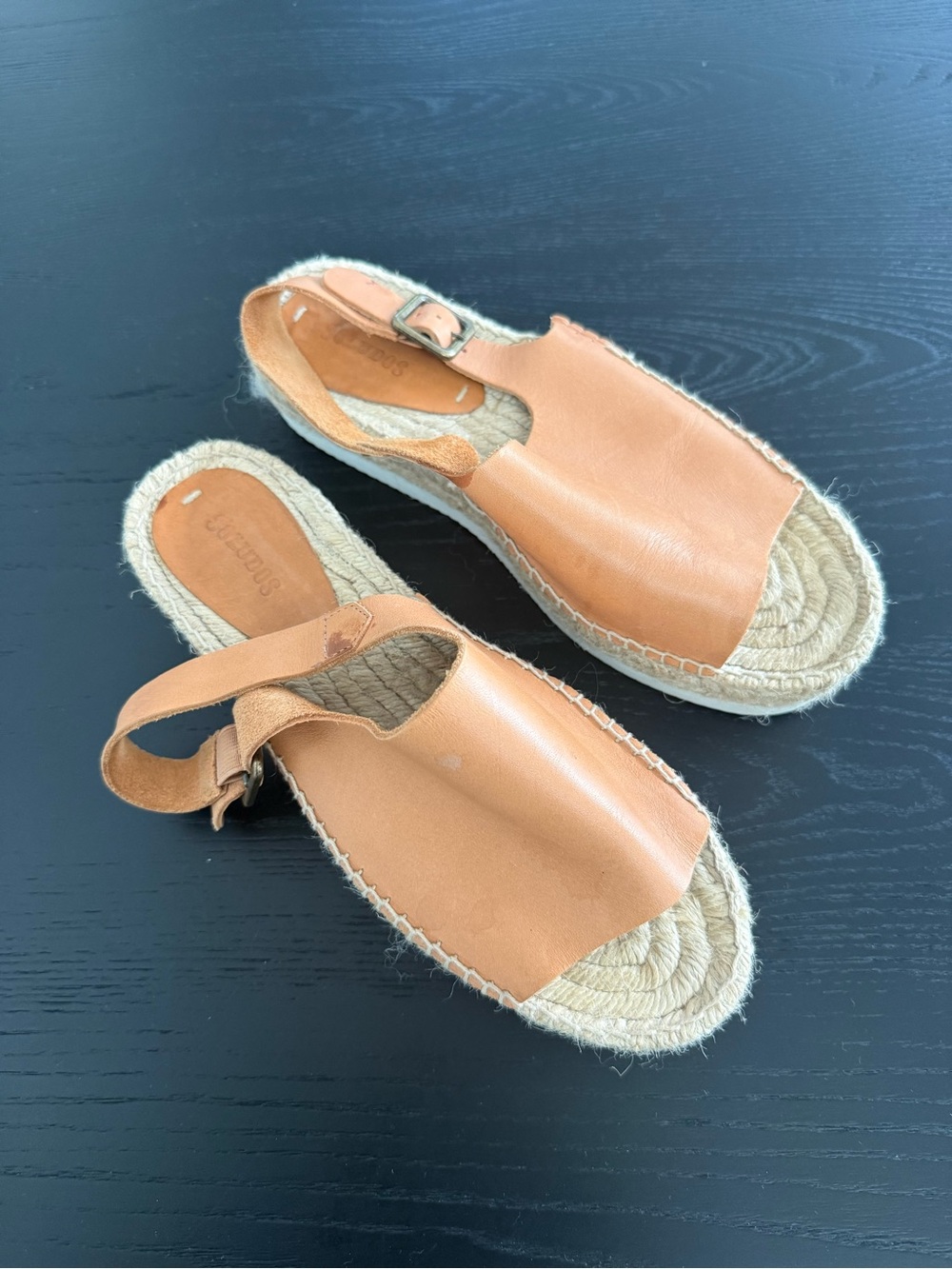 Soludos Tan Leather Espadrille Slingback Sandals